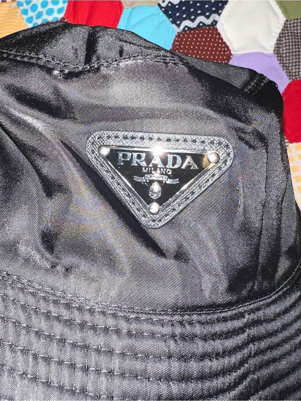 Prada Black Nylon Bucket Hat with Triangle Logo - Picture 6 of 7